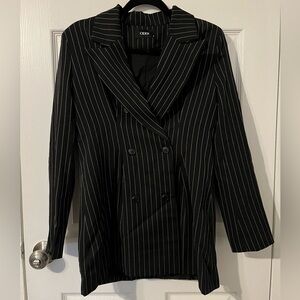 Striped Notched Collar Blazer
